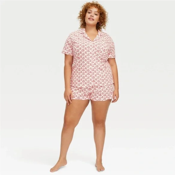XS, M - roller rabbit x target women’s floral short sleeve pajama red/pink - Picture 8 of 8